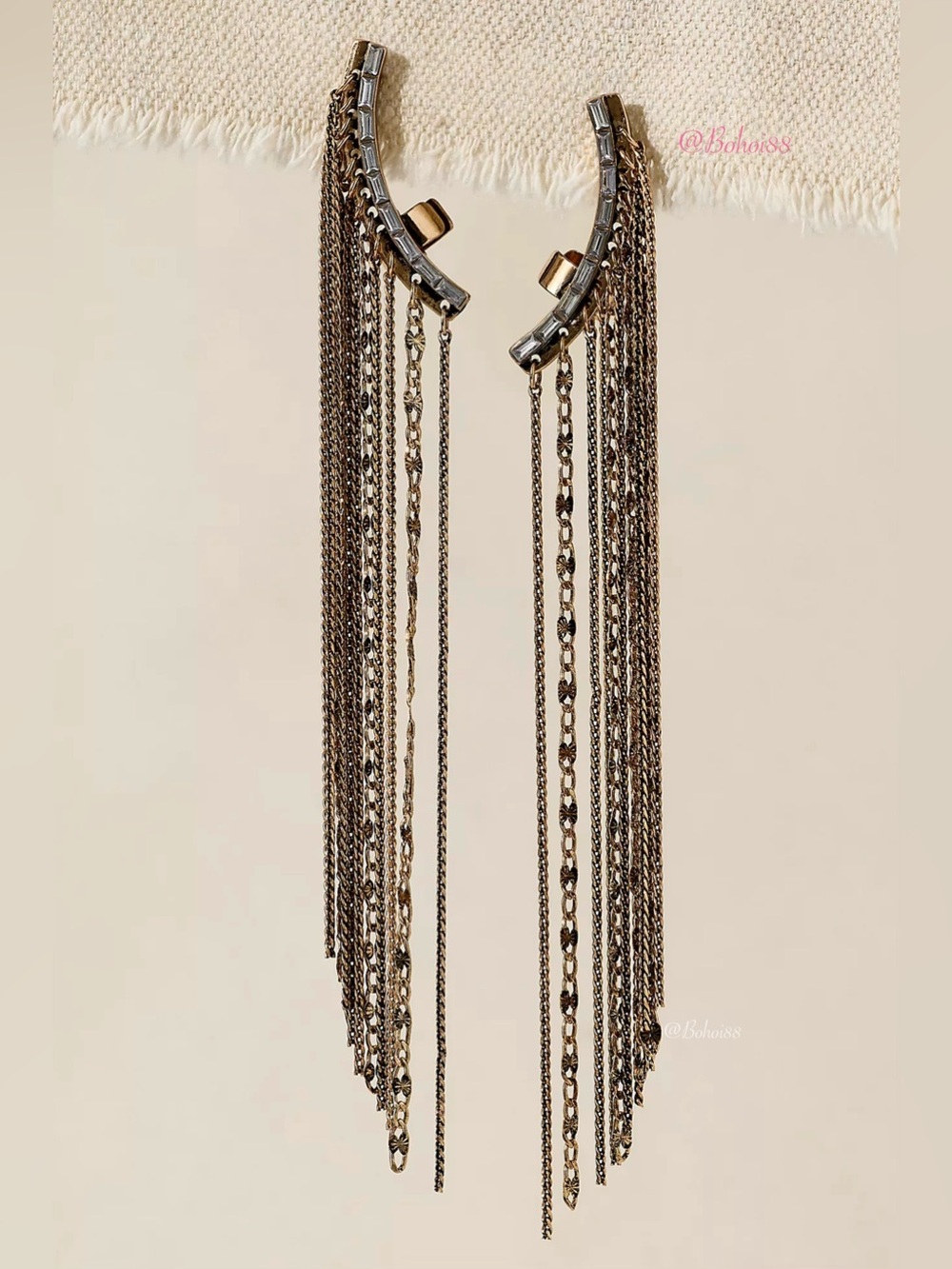 NWT Free People Disco Ear Climbers Gold Statement Earrings
